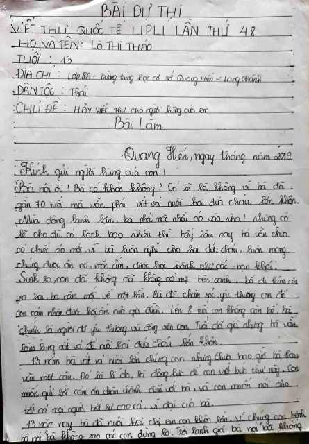 Thanh Hóa: Bức thư của cô bé mồ côi khiến nhiều người rơi nước mắt