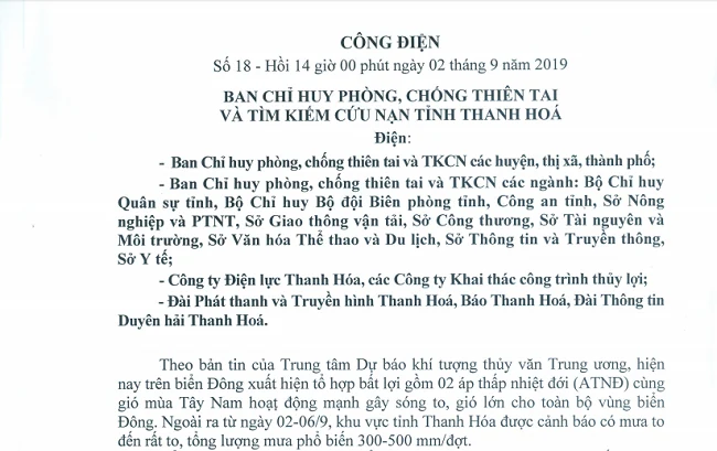 Công điện ứng phó với 2 áp thấp nhiệt đới trên Biển Đông