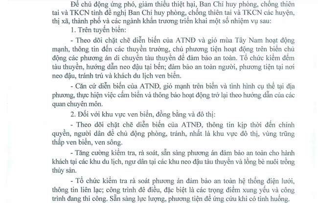 Công điện ứng phó với 2 áp thấp nhiệt đới trên Biển Đông