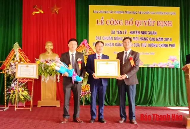 Xã Yên Lễ (Như Xuân) đón Quyết định đạt chuẩn nông thôn mới nâng cao và Bằng khen của Thủ tướng Chính phủ