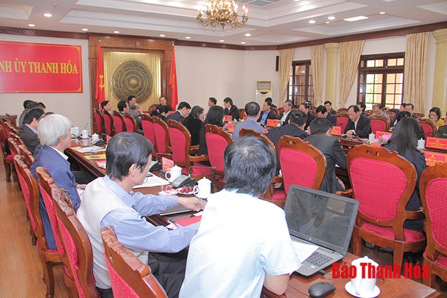 Đồng chí Võ Văn Thưởng, Ủy viên Bộ Chính trị, Bí thư Trung ương Đảng, Trưởng Ban Tuyên giáo Trung ương làm việc với Ban Thường vụ Tỉnh ủy Thanh Hóa