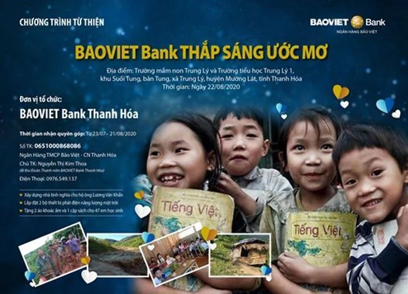 “BAOVIET Bank Thắp sáng ước mơ” hỗ trợ người nghèo