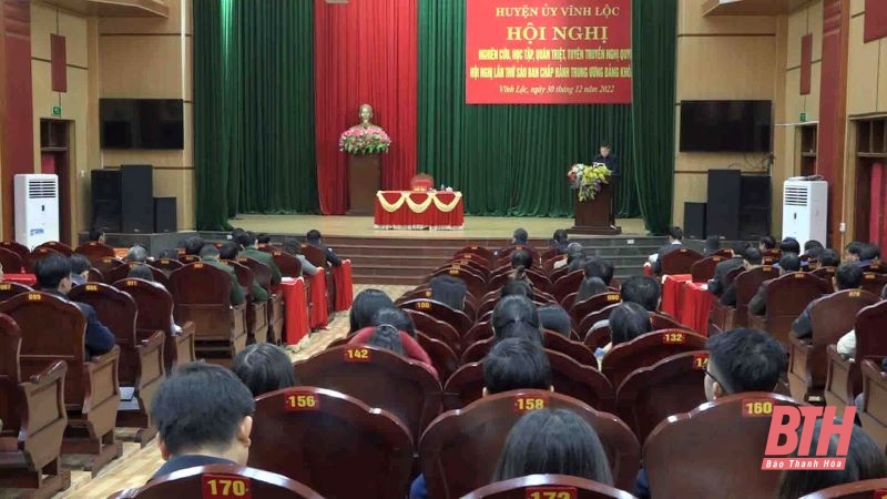Huyện ủy Vĩnh Lộc tổ chức hội nghị nghiên cứu, học tập, quán triệt, tuyên truyền Nghị quyết Trung ương 6, khóa XIII