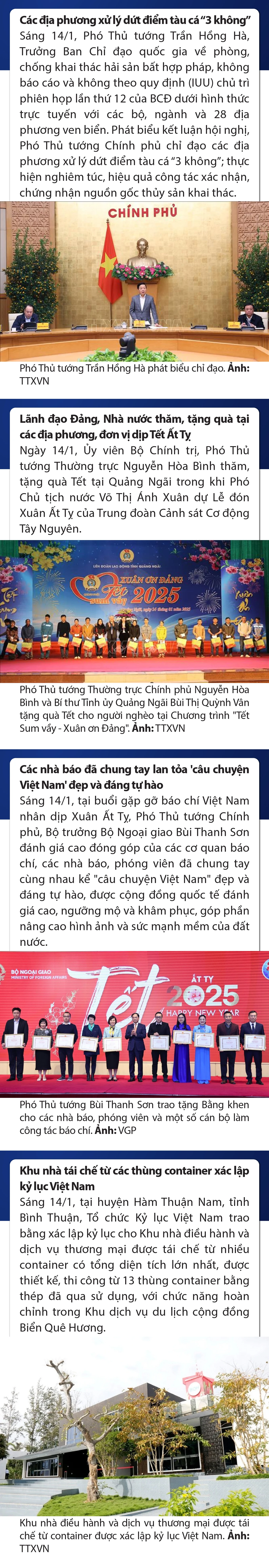 Sự kiện nổi bật trong nước, quốc tế ngày 14/1