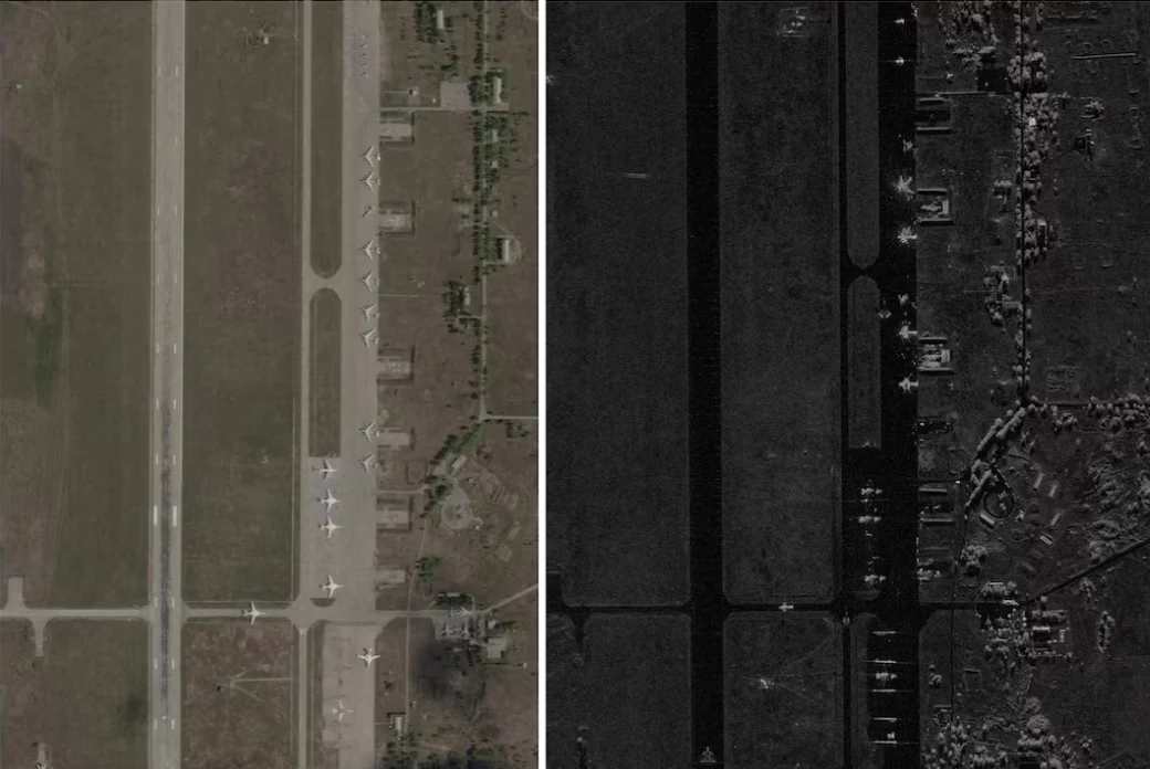 Hình ảnh vệ tinh cho thấy cuộc tấn công của Ukraine đã phá hủy máy bay Nga