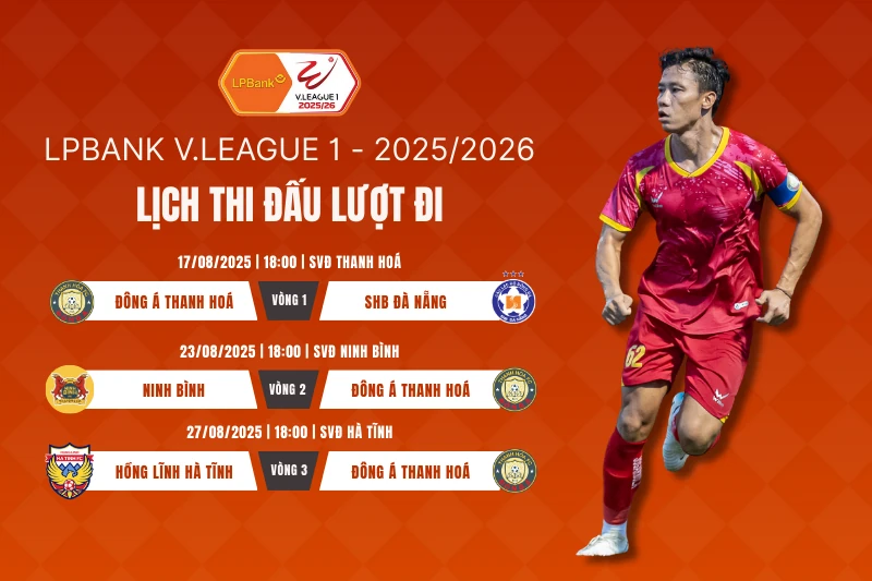 Lịch thi đấu lượt đi của CLB Đông Á Thanh Hoá mùa giải V.League 2025/2026
