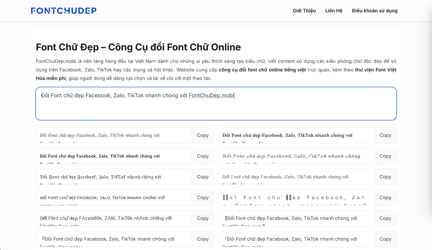Đổi Font chữ đẹp Facebook, Zalo, TikTok nhanh chóng với FontChuDep.mobi