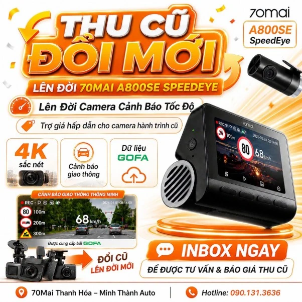 Minh Thành Auto ra mắt Camera 70Mai A210 và 70Mai A800SE SpeedEye