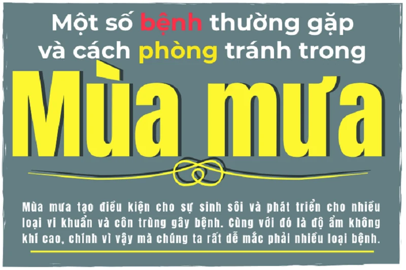 [Infographics] - Một số bệnh thường gặp vào mùa mưa và cách phòng tránh