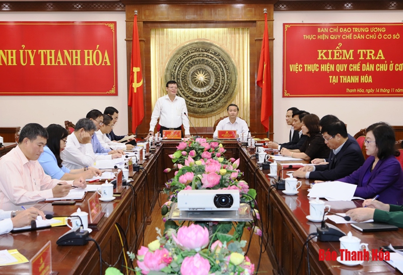 Đoàn công tác của Ban Chỉ đạo Trung ương thực hiện Quy chế dân chủ ở cơ sở làm việc với Thường trực Tỉnh ủy
