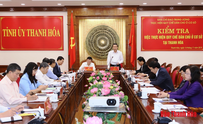 Đoàn công tác của Ban Chỉ đạo Trung ương thực hiện Quy chế dân chủ ở cơ sở làm việc với Thường trực Tỉnh ủy