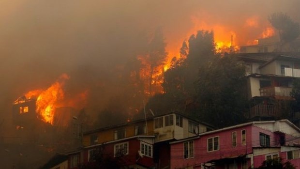 Hỏa hoạn tại khu dân cư ở Chile, khoảng 50 ngôi nhà bị thiêu rụi