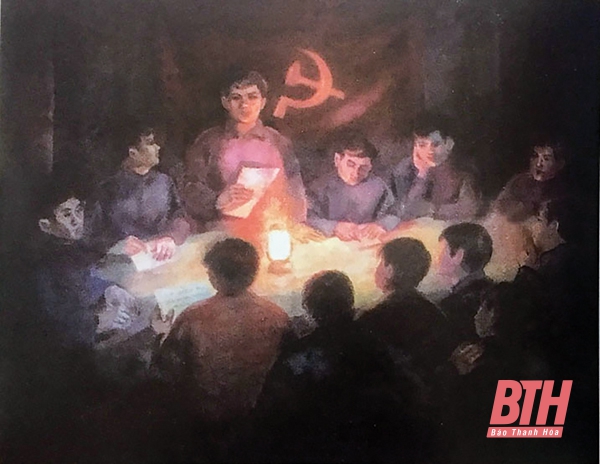Bức tranh tái hiện lại hội nghị thành lập Đảng bộ Thanh Hóa