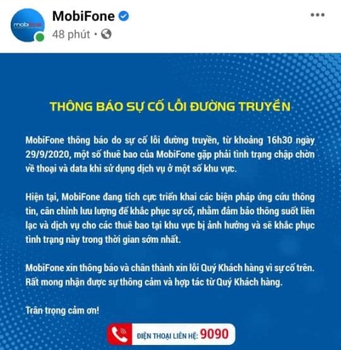 Mạng Mobifone tê liệt nhiều giờ