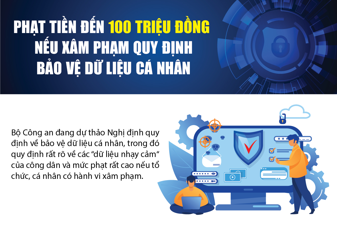 [Infographic] - Phạt tiền đến 100 triệu đồng nếu xâm phạm quy định bảo vệ dữ liệu cá nhân