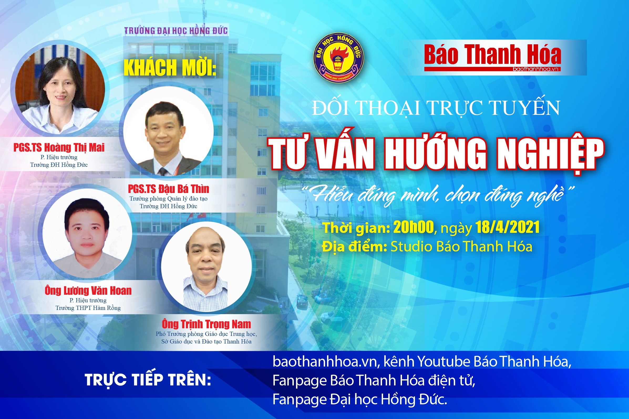 Đối thoại trực tuyến: Tư vấn hướng nghiệp “Hiểu đúng mình, chọn đúng nghề”