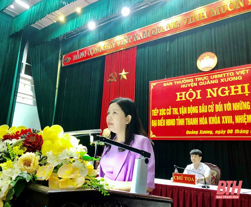 Ứng cử viên đại biểu HĐND tỉnh tiếp xúc cử tri, vận động bầu cử tại huyện Quảng Xương