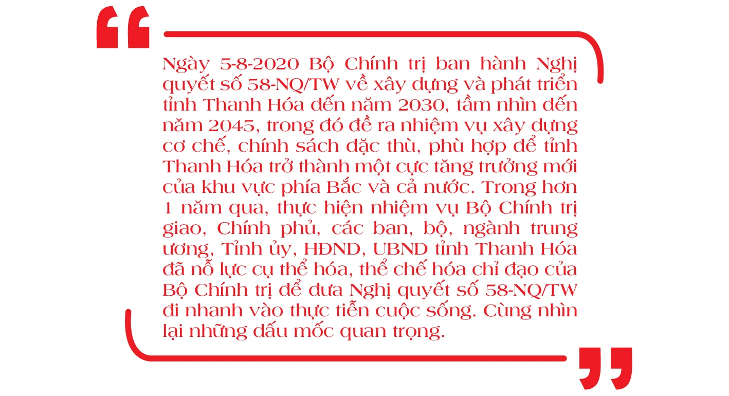 Nghị quyết số 58-NQ/TW của Bộ Chính trị về xây dựng và phát triển tỉnh Thanh Hóa đến năm 2030, tầm nhìn đến năm 2045 - Những dấu mốc quan trọng
