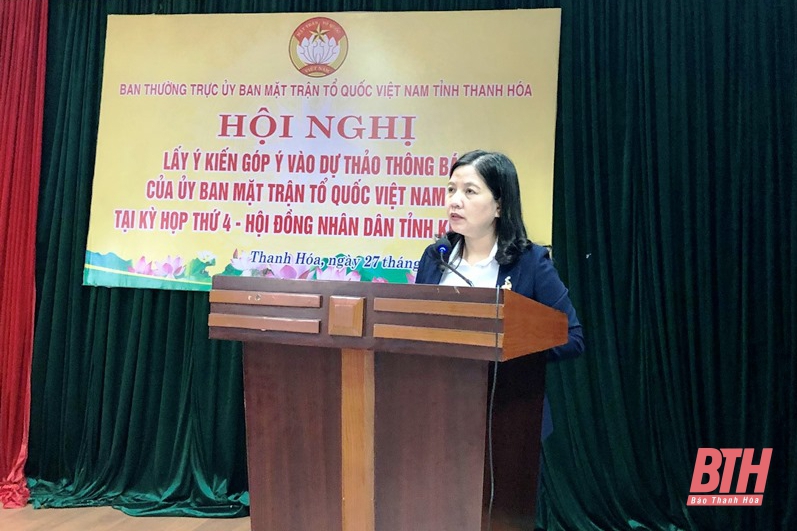 Lấy ý kiến góp ý vào Dự thảo thông báo của Ủy ban MTTQ tại Kỳ họp thứ 4, HĐND tỉnh khóa XVIII