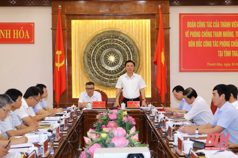 Đoàn công tác của Ban Chỉ đạo Trung ương về PCTN, tiêu cực làm việc với Ban Thường vụ Tỉnh ủy Thanh Hóa