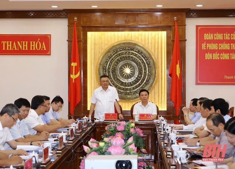 Đoàn công tác của Ban Chỉ đạo Trung ương về PCTN, tiêu cực làm việc với Ban Thường vụ Tỉnh ủy Thanh Hóa
