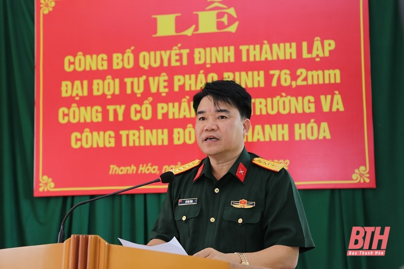 Thành lập Đại đội Dân quân tự vệ pháo binh 76,2 mm Công ty CP Môi trường và Công trình đô thị Thanh Hóa