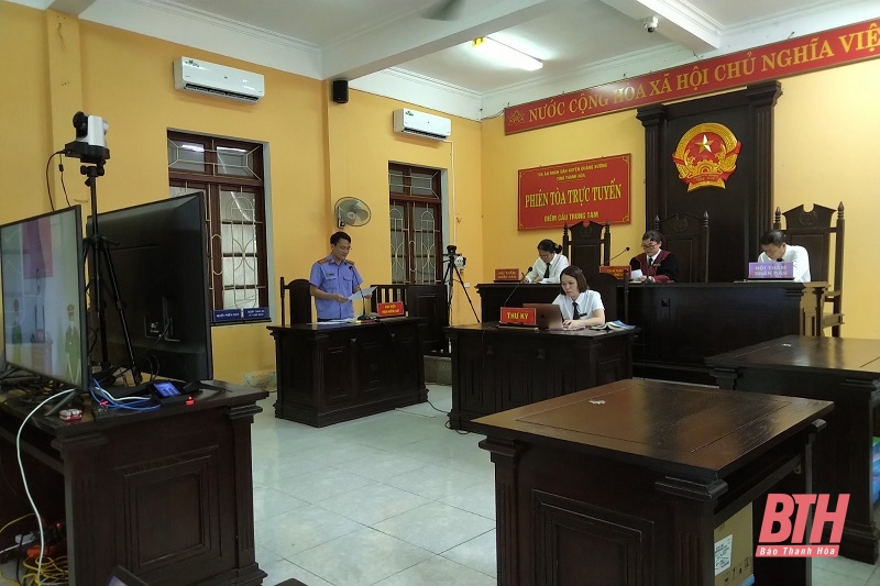 TAND huyện Quảng Xương lần đầu tiên tổ chức phiên tòa xét xử trực tuyến