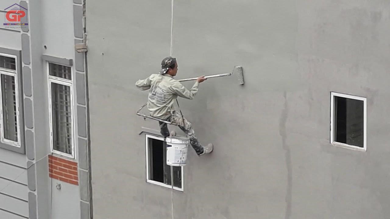 Thạch cao Gia Phong, quy trình thi công sơn nước ngoài trời
