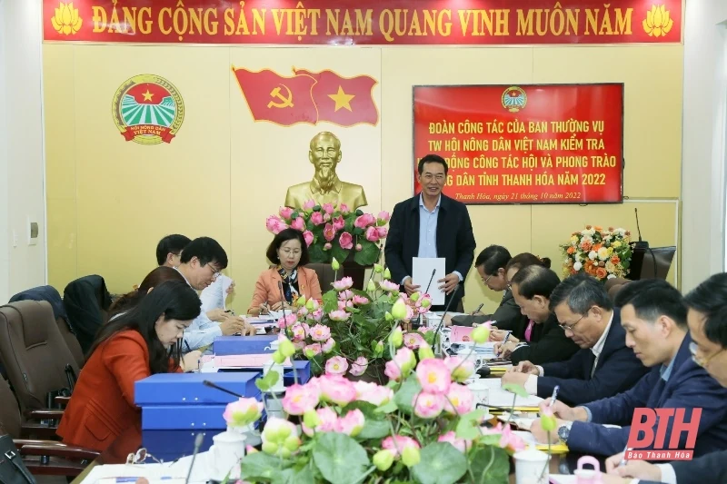 Đoàn công tác Ban Thường vụ Trung ương Hội Nông dân Việt Nam kiểm tra hoạt động công tác hội và phong trào nông dân tỉnh Thanh Hóa