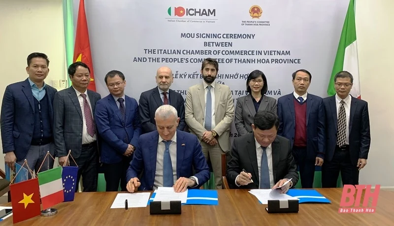 UBND tỉnh Thanh Hóa ký kết biên bản ghi nhớ hợp tác với Phòng Thương mại Italia tại Việt Nam ​