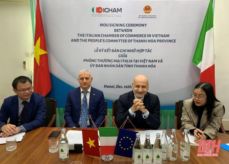 UBND tỉnh Thanh Hóa ký kết biên bản ghi nhớ hợp tác với Phòng Thương mại Italia tại Việt Nam ​