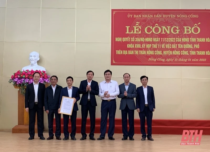 Công bố Nghị quyết của HĐND tỉnh về việc đặt tên đường, phố trên địa bàn thị trấn Nông Cống