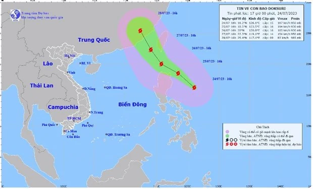 Bão Doksuri có khả năng mạnh lên