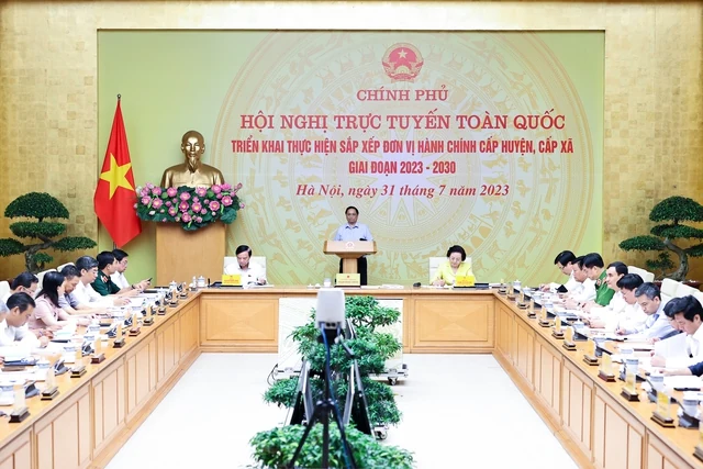 Hội nghị trực tuyến toàn quốc triển khai thực hiện sắp xếp đơn vị hành chính cấp huyện, cấp xã giai đoạn 2023-2030