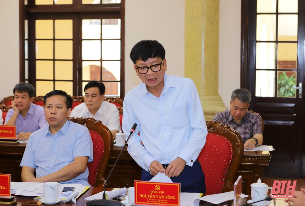 Đoàn khảo sát của Ban Tổ chức Trung ương làm việc với Ban Thường vụ Tỉnh ủy về thi hành Điều lệ Đảng tại Đảng bộ tỉnh Thanh Hóa
