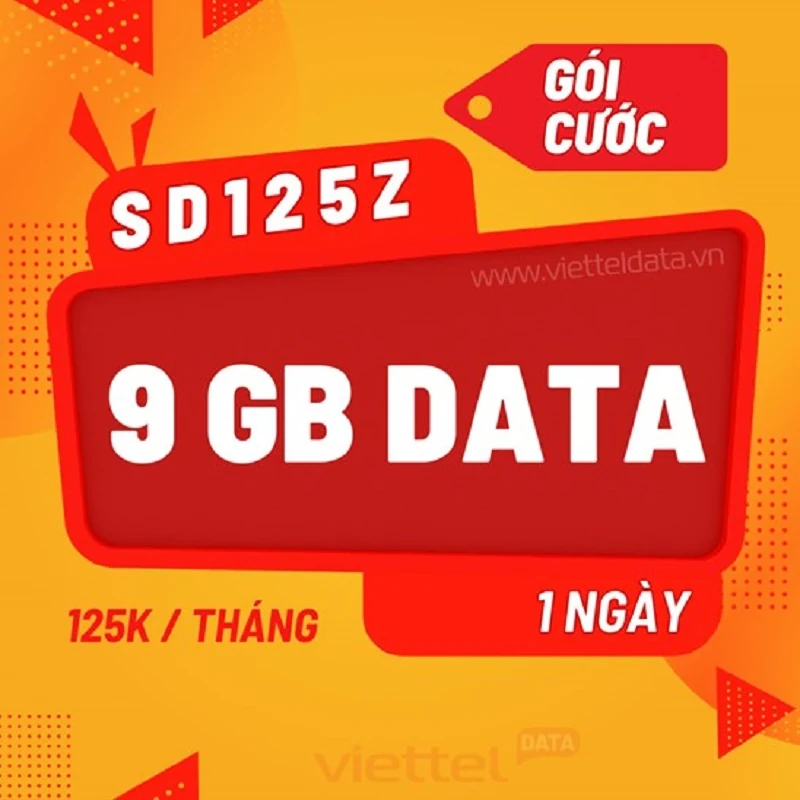 SD125Z – Gói Cước 4G Viettel 9GB/Ngày Siêu Ưu Đãi DATA