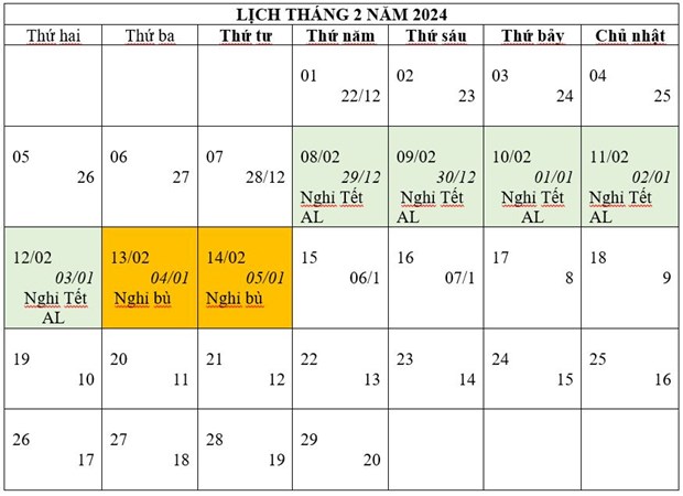 Trình Chính phủ phương án nghỉ Tết Âm lịch và Lễ Quốc khánh năm 2024