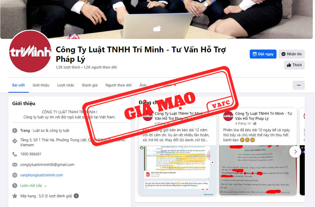 Cảnh báo hiện tượng mạo danh Công ty Luật, Luật sư để thực hiện hành vi lừa đảo