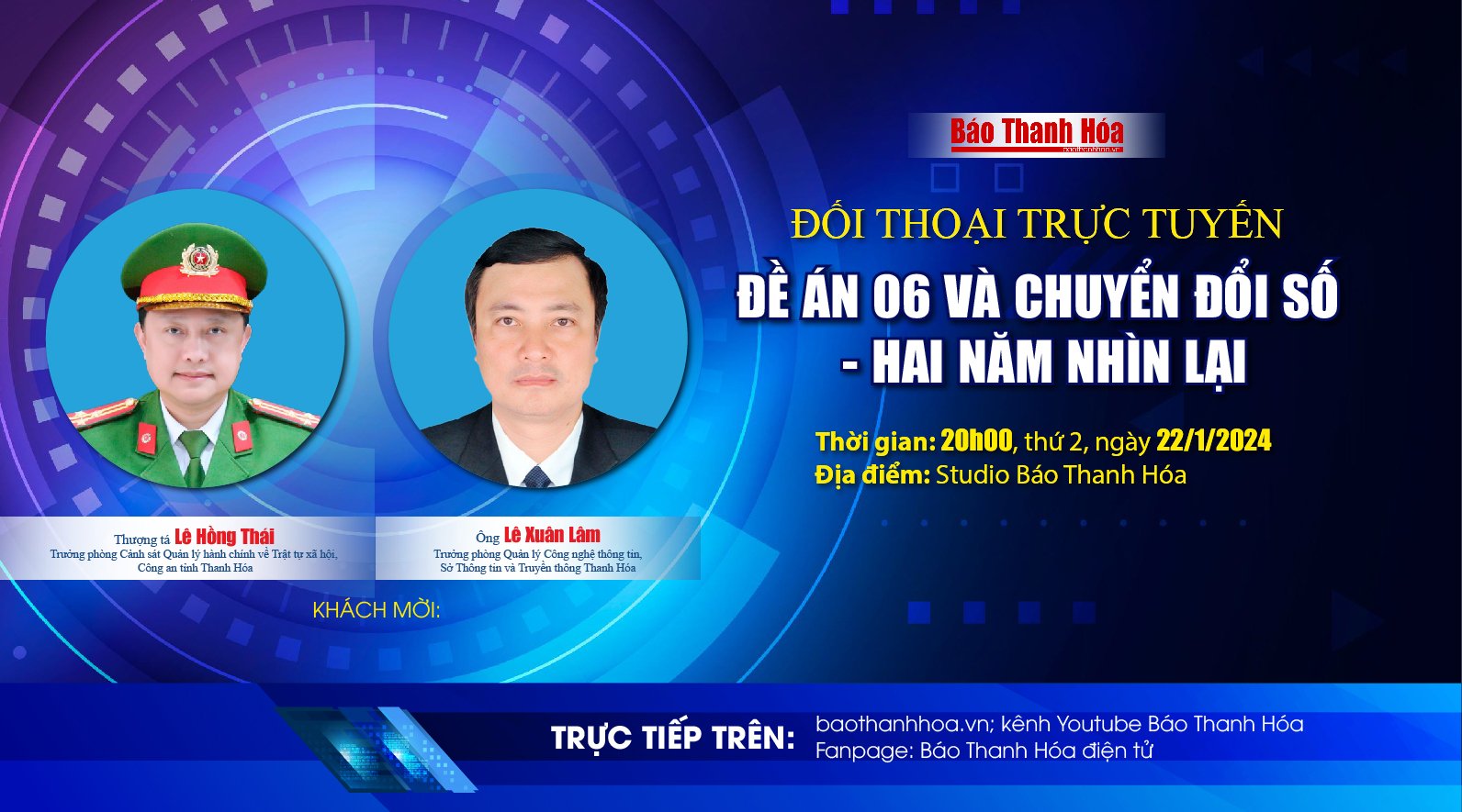 20h ngày 22/1: Đối thoại trực tuyến “Đề án 06 và chuyển đổi số - hai năm nhìn lại”