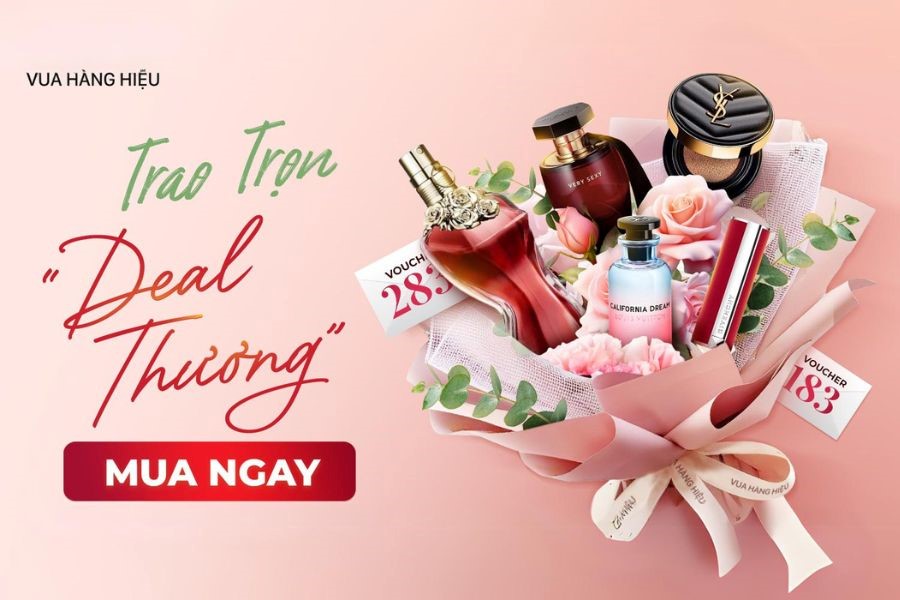 Mừng 8/3: Vua Hàng Hiệu tặng voucher 283k, ưu đãi toàn sàn tới 60%