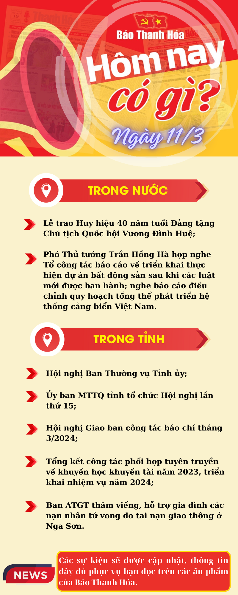 Hôm nay có gì? - Sự kiện nổi bật ngày 11/3/2024