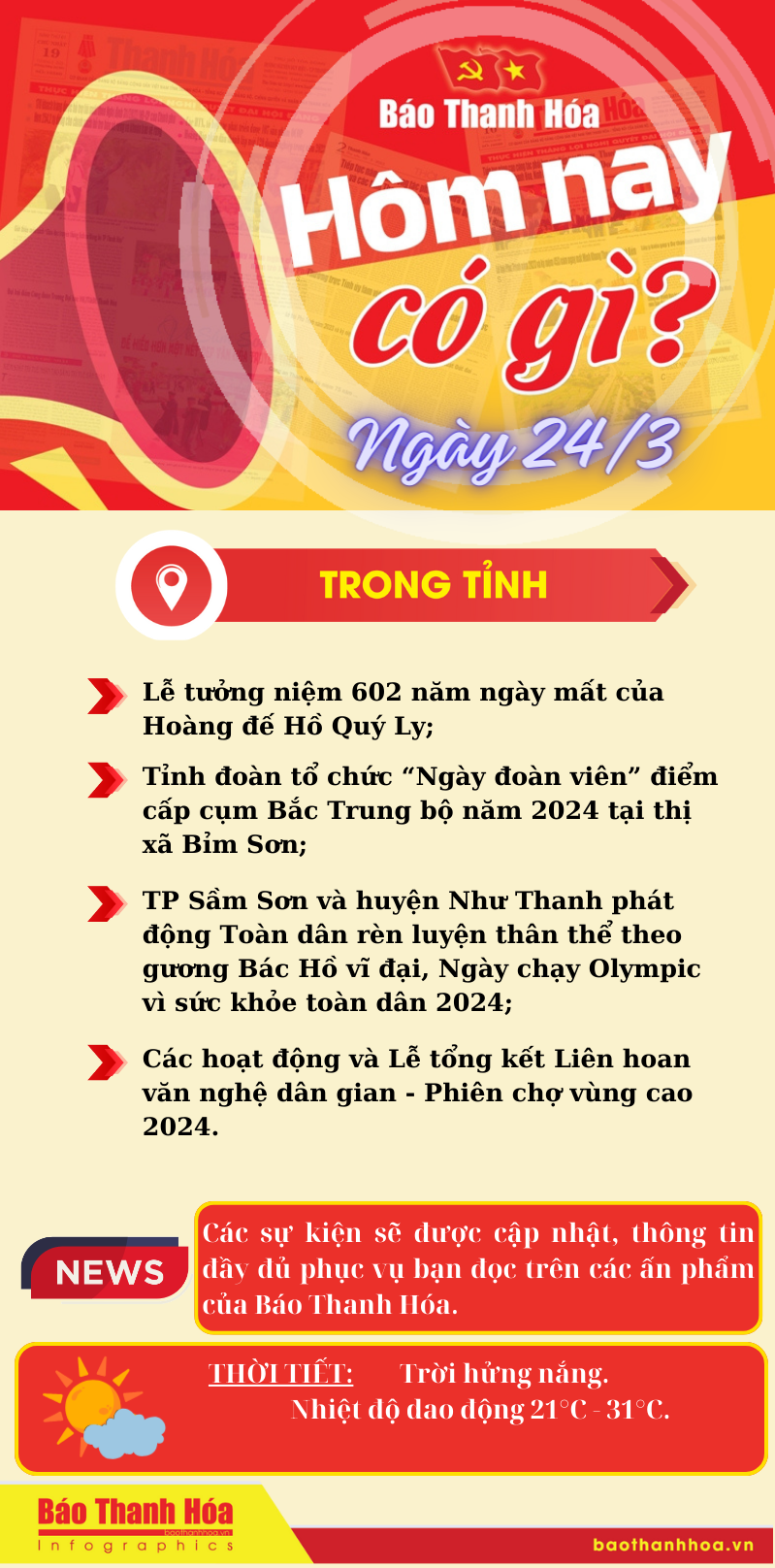 Hôm nay có gì? - Sự kiện nổi bật ngày 24/3/2024