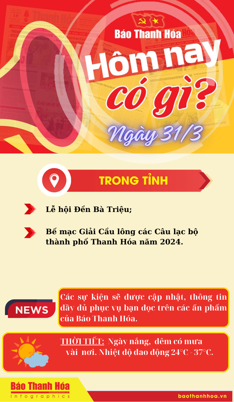 Hôm nay có gì? - Sự kiện nổi bật ngày 31/3/2024