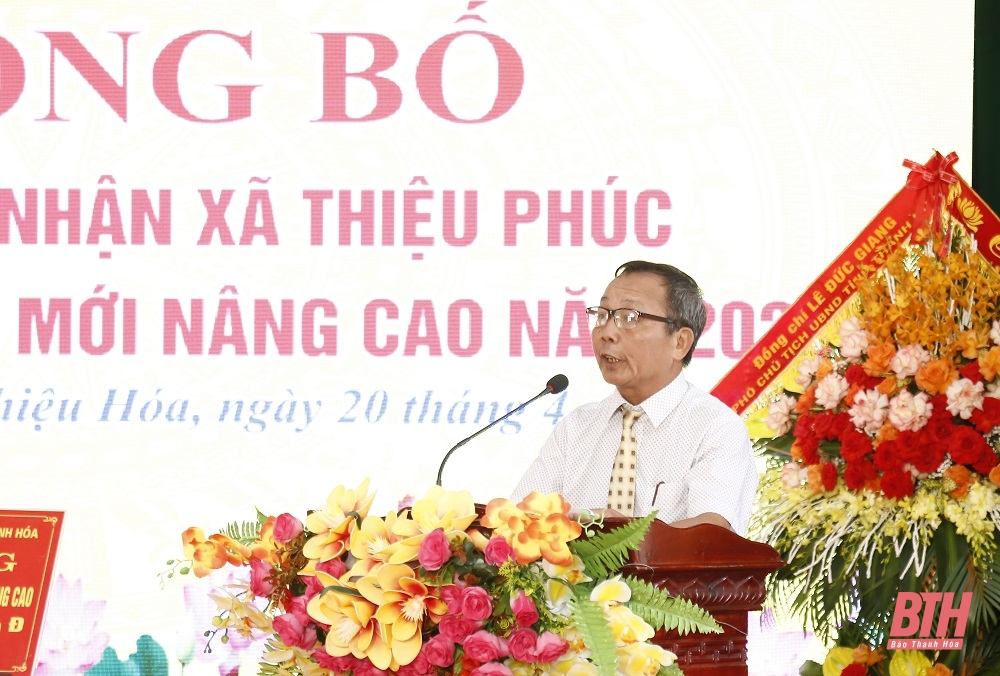 Chủ tịch UBND tỉnh Đỗ Minh Tuấn dự lễ công bố xã Thiệu Phúc đạt chuẩn NTM nâng cao