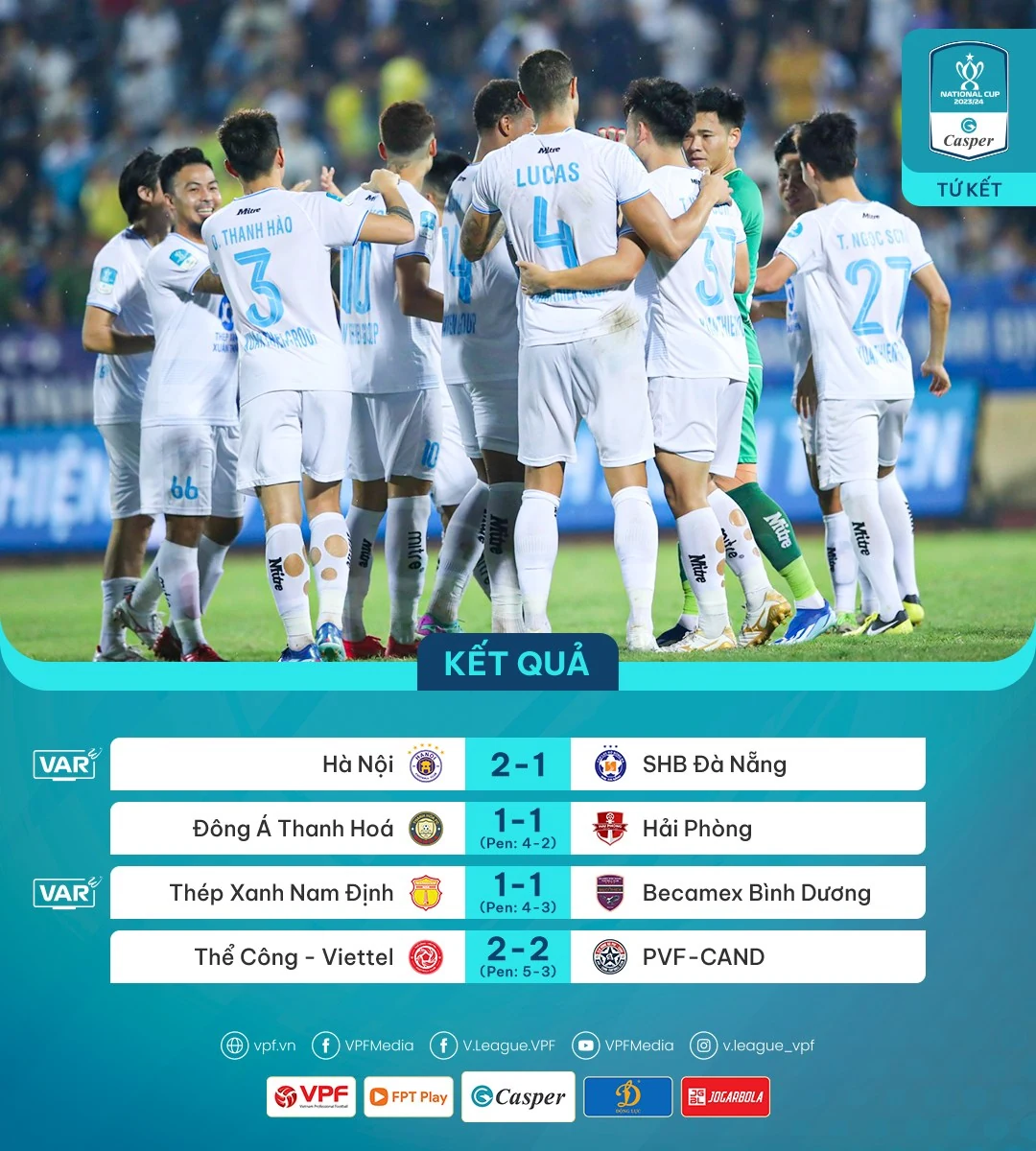 Hấp dẫn 2 cặp đấu vòng bán kết Cúp Quốc gia - Casper 2023-2024