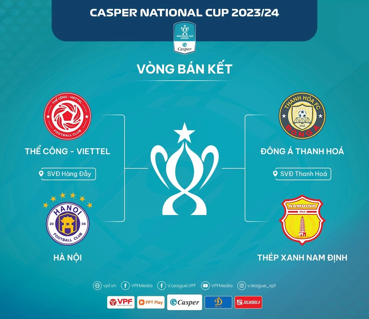 Hấp dẫn 2 cặp đấu vòng bán kết Cúp Quốc gia - Casper 2023-2024