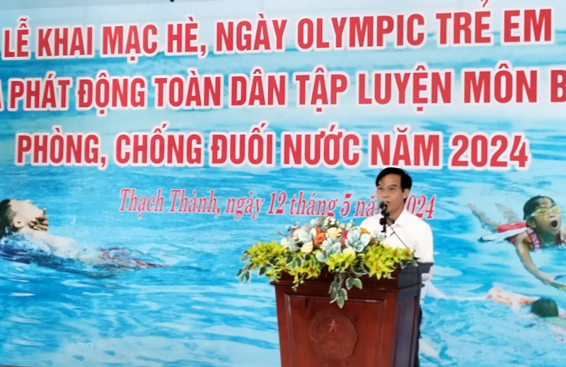 Thạch Thành khai mạc hè, Ngày Olympic trẻ em và Phát động toàn dân tập luyện môn bơi phòng, chống đuối nước năm 2024