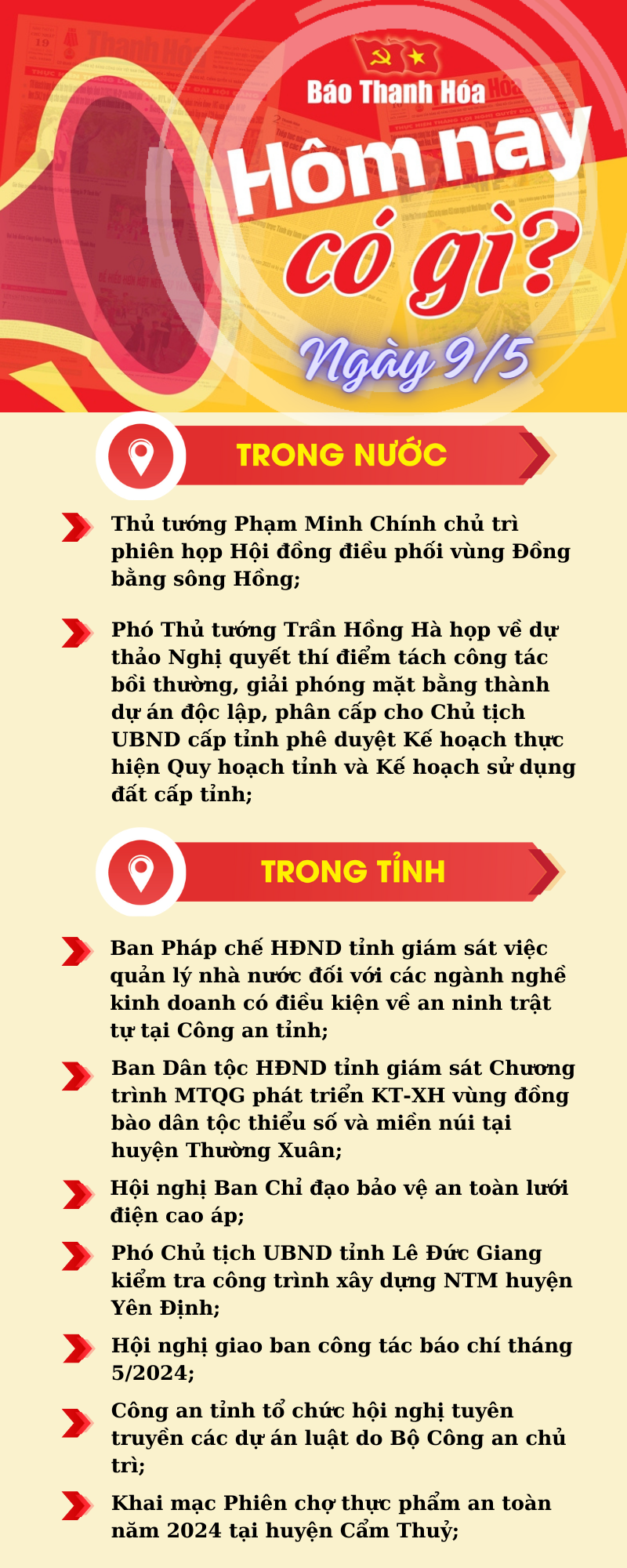 Hôm nay có gì? - Sự kiện nổi bật ngày 9/5/2024