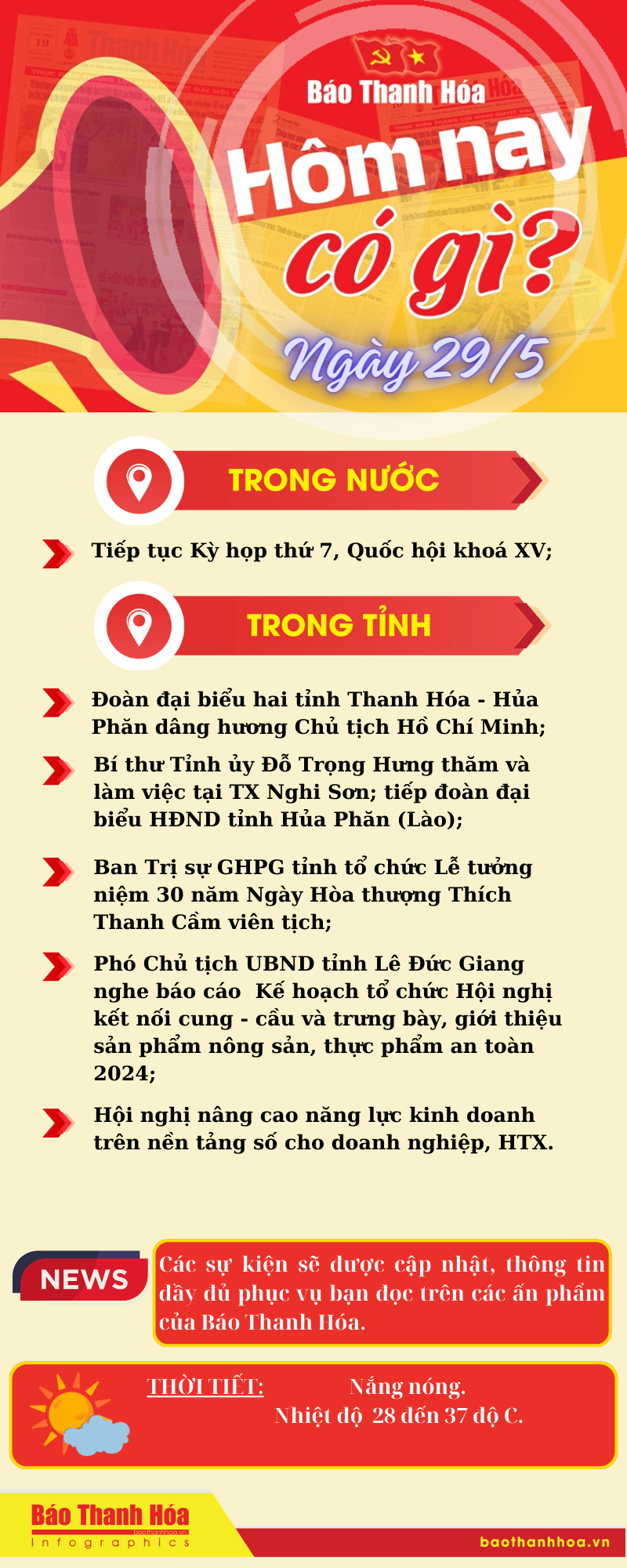 Hôm nay có gì? - Sự kiện nổi bật ngày 29/5/2024