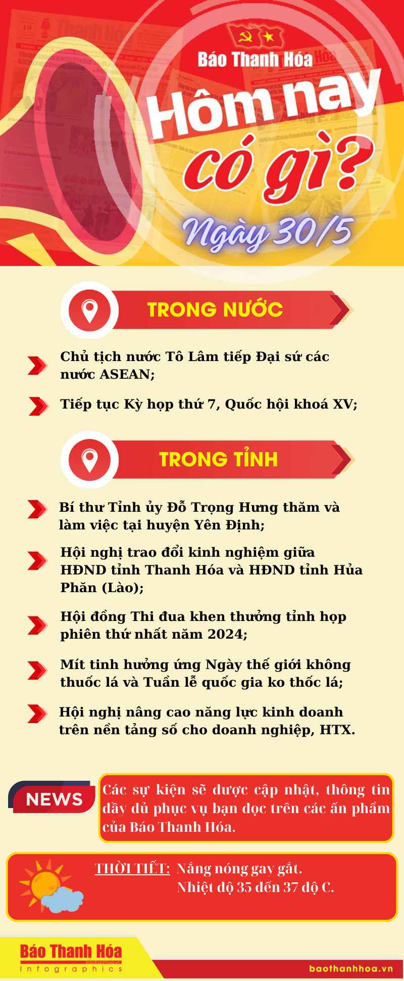 Hôm nay có gì? - Sự kiện nổi bật ngày 30/5/2024